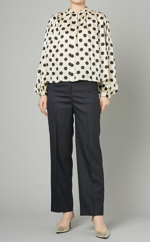 ドットプリントギャザーブラウス