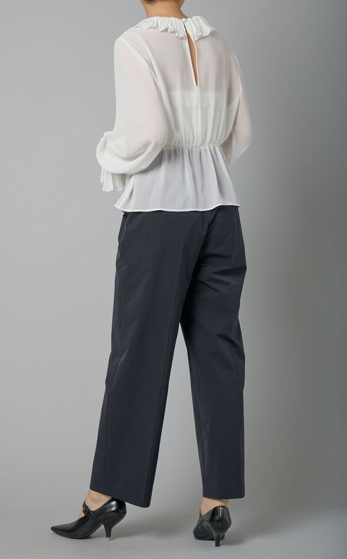 シスルーラッフルロングスリーブブラウス