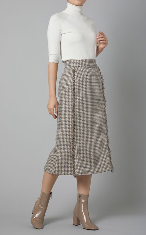 千鳥柄フリンジフレアスカート