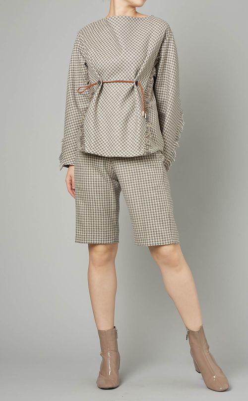 千鳥柄トリミングショートパンツ
