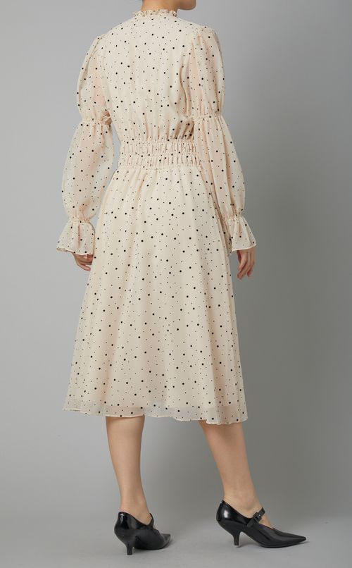 フロッキードットシャーリングワンピース