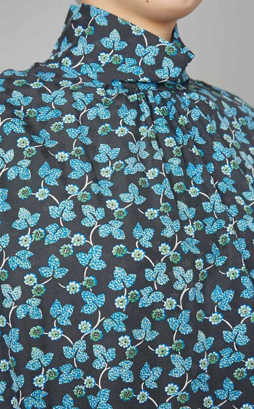 ミニフラワープリントスタンドカラーシャツ