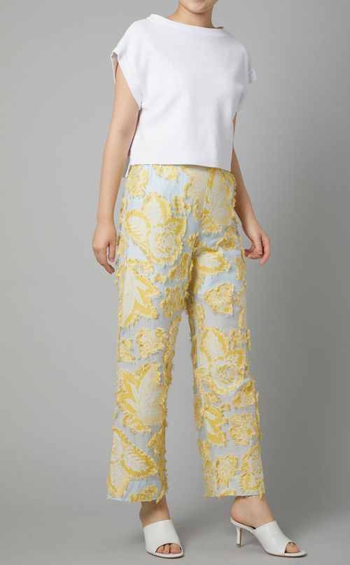 カットジャガードストレートパンツ