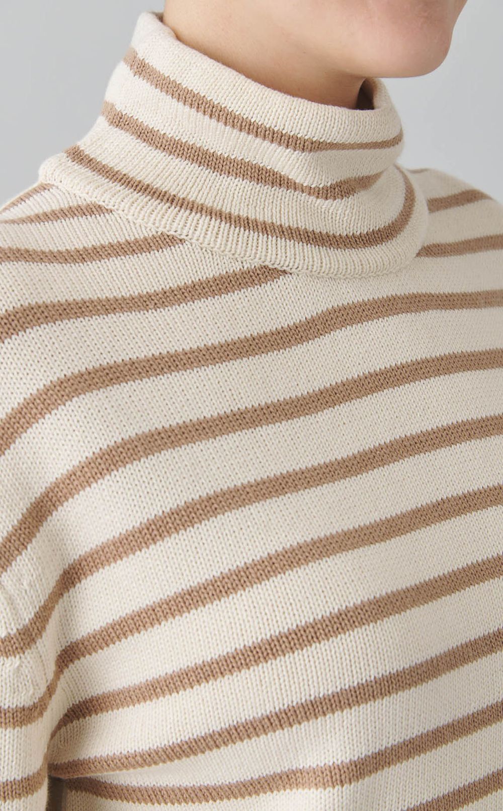 ボーダーハイネックニット