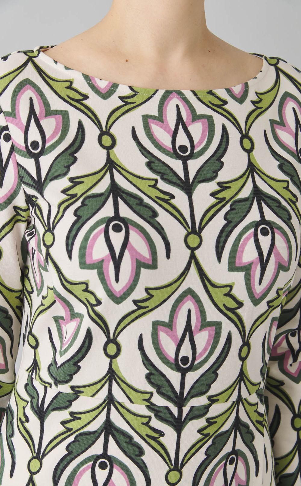 プリントボートネックワンピース