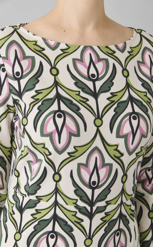 プリントボートネックワンピース