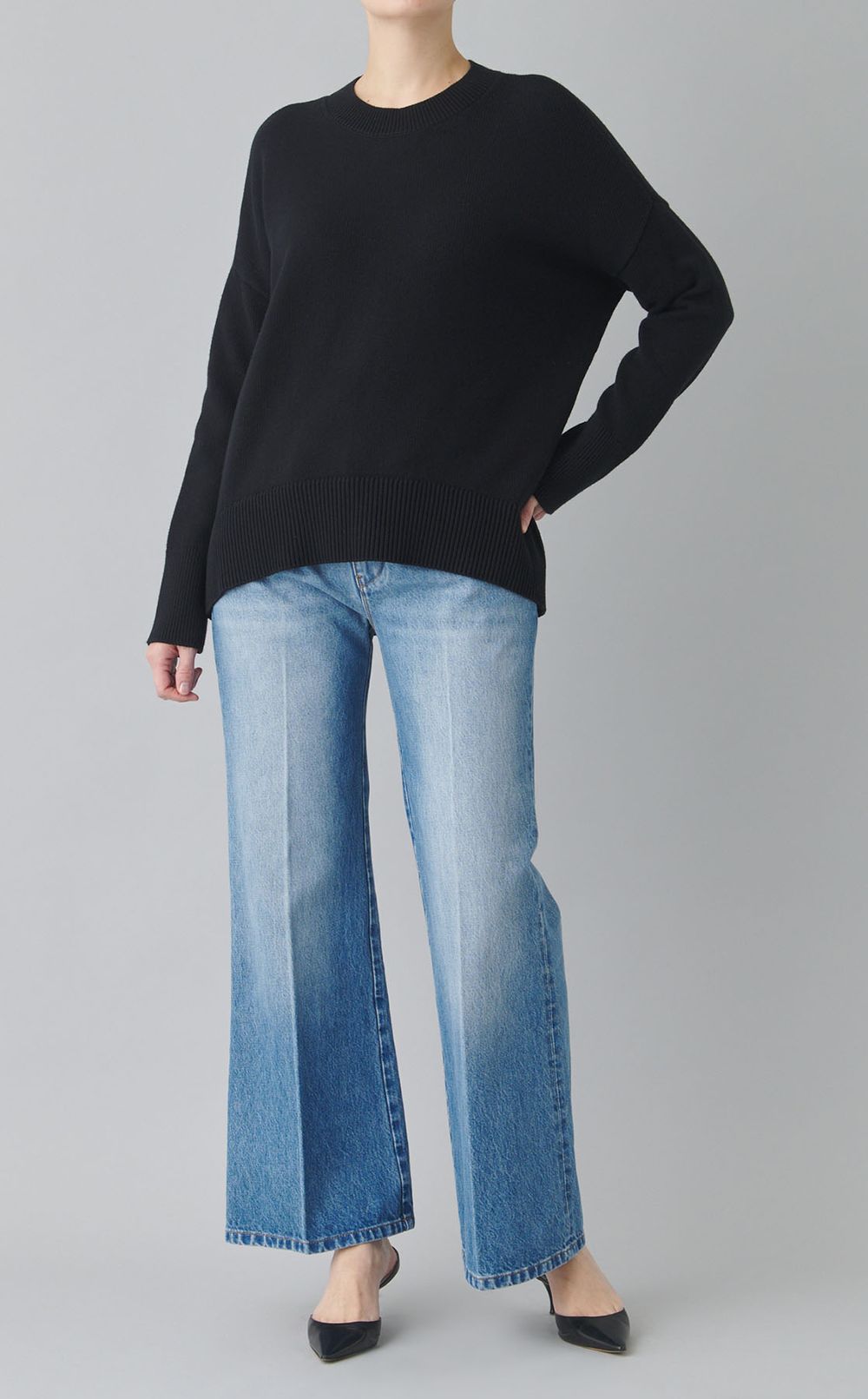 ウールコットンクルーニット