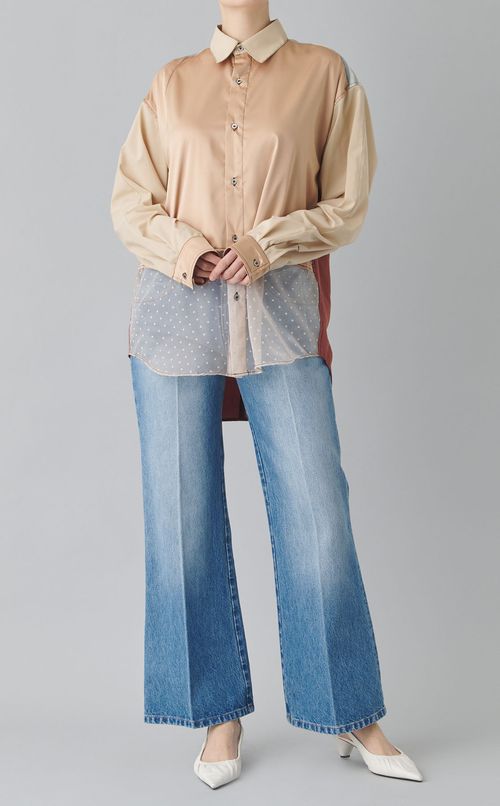 センタープレスクロップドデニム