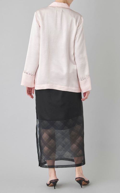 リンクルサテンオープンカラーシャツ