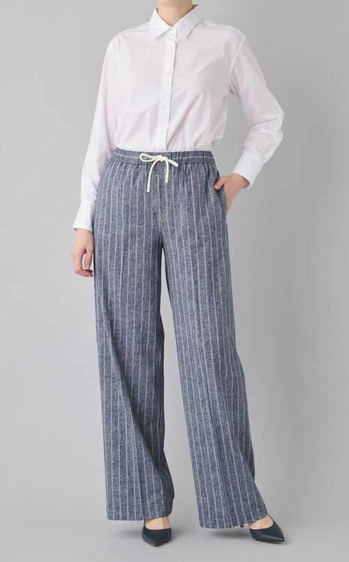 ストライプワイドリラックスパンツ