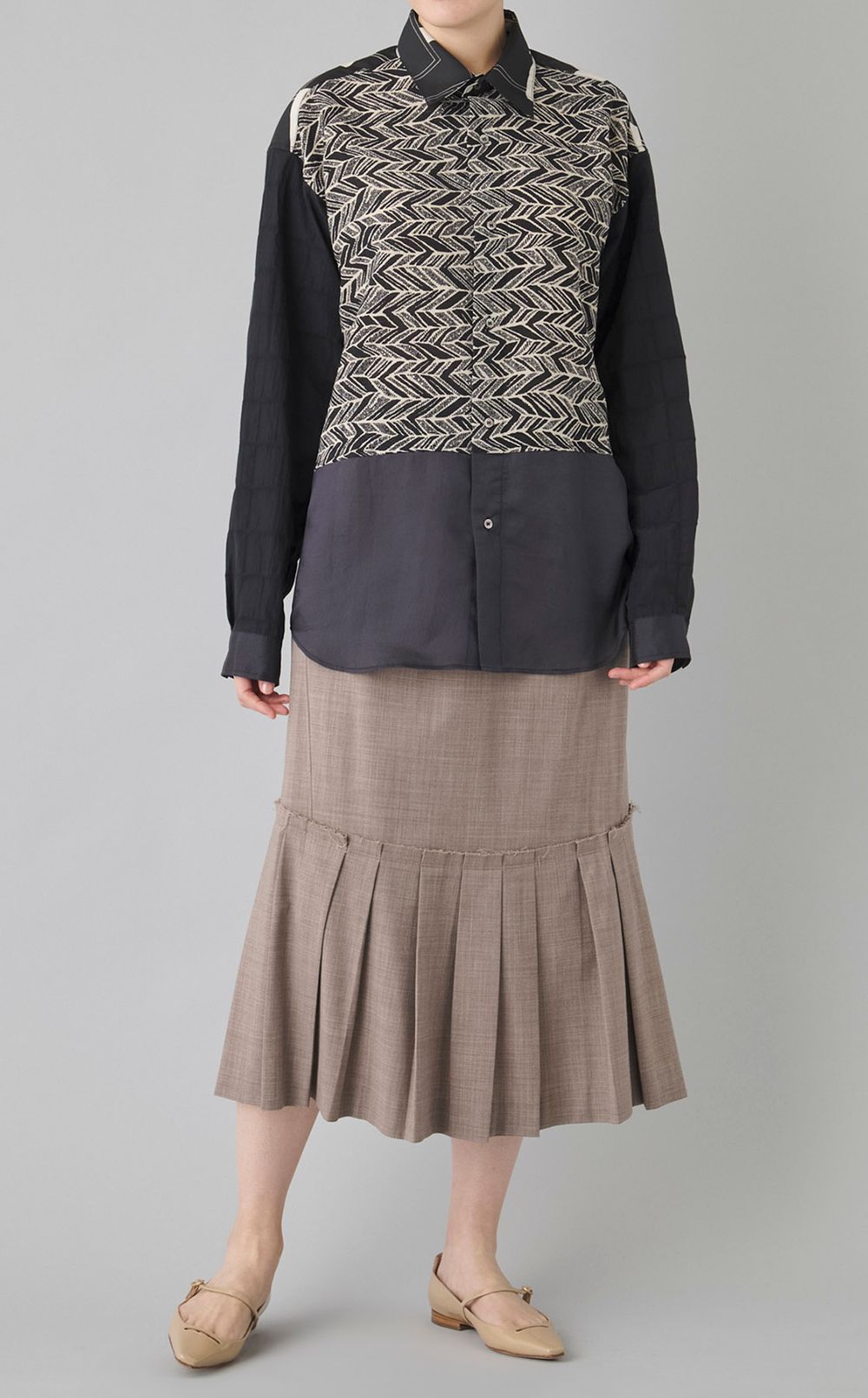 【reADdress】パッチワークロングスリーブシャツ