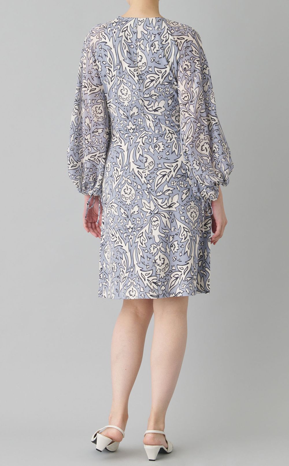 ギャザースリーブプリントワンピース