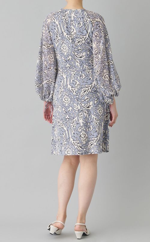 ギャザースリーブプリントワンピース