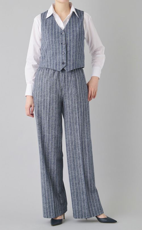 ストライプワイドリラックスパンツ