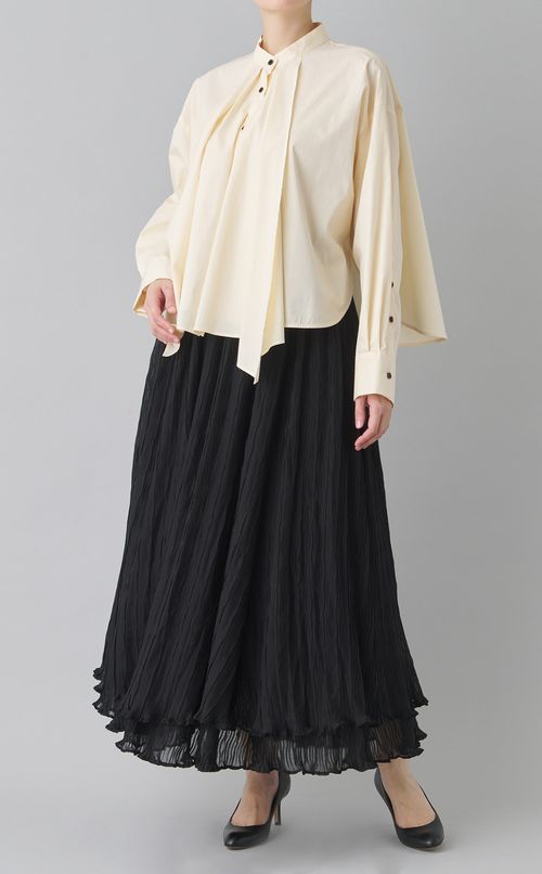 ダブルプリーツマキシスカート