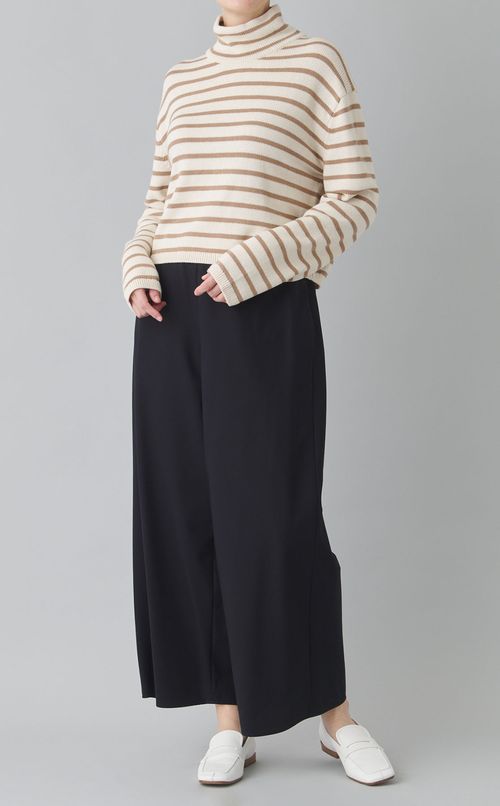 ボーダーハイネックニット