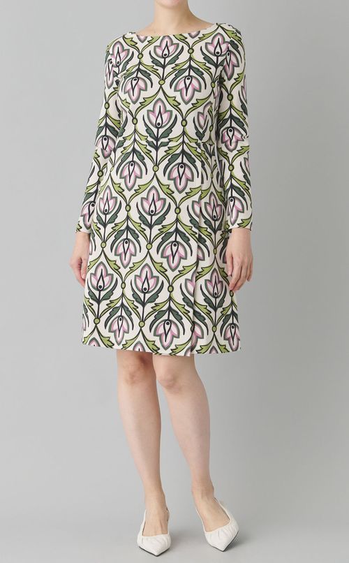 プリントボートネックワンピース