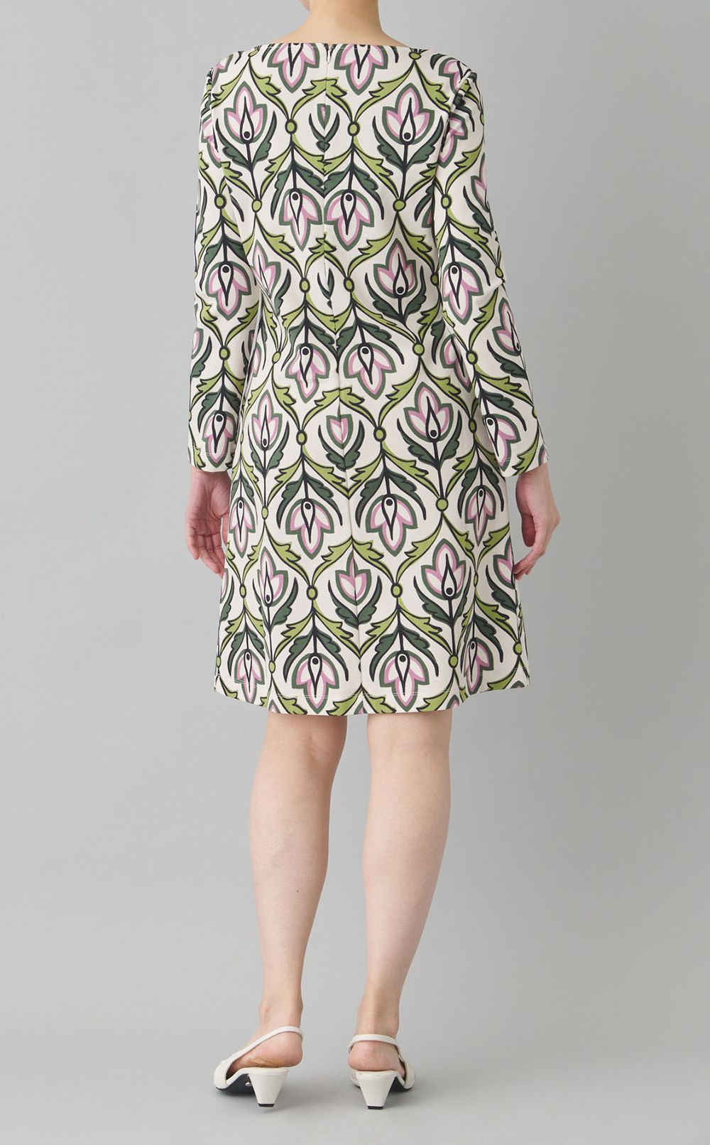 プリントボートネックワンピース