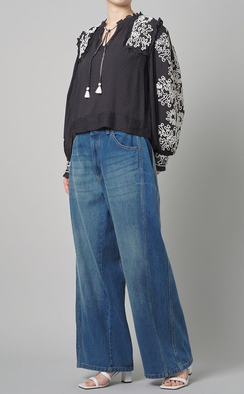 ウォッシュドバギーデニムパンツ