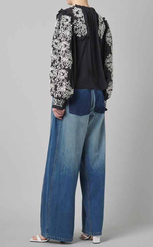 エンブロイダリースモックブラウス