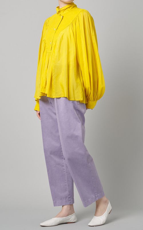 コットンシルクギャザーブラウス