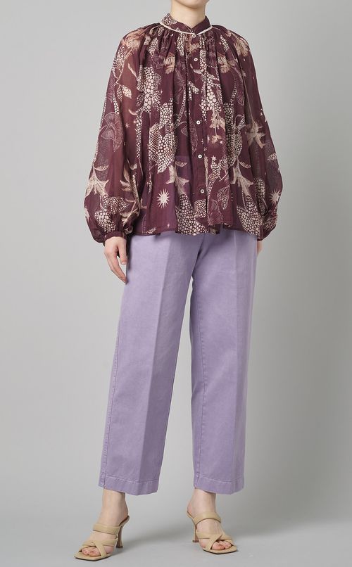 コットンクロップドタックパンツ