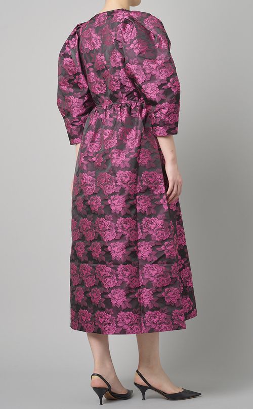 ボタニカルジャガードVネックワンピース