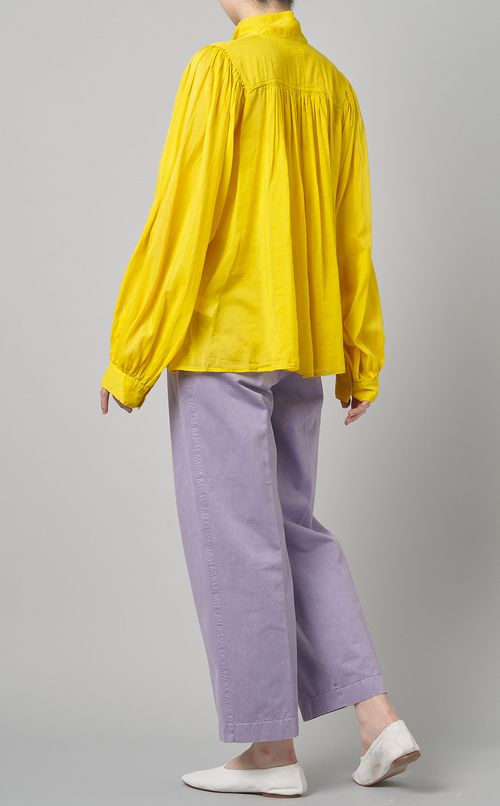 コットンシルクギャザーブラウス