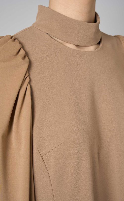 ジャージークロスギャザースリーブドレス