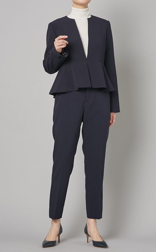 ノーカラーペプラムジャケット