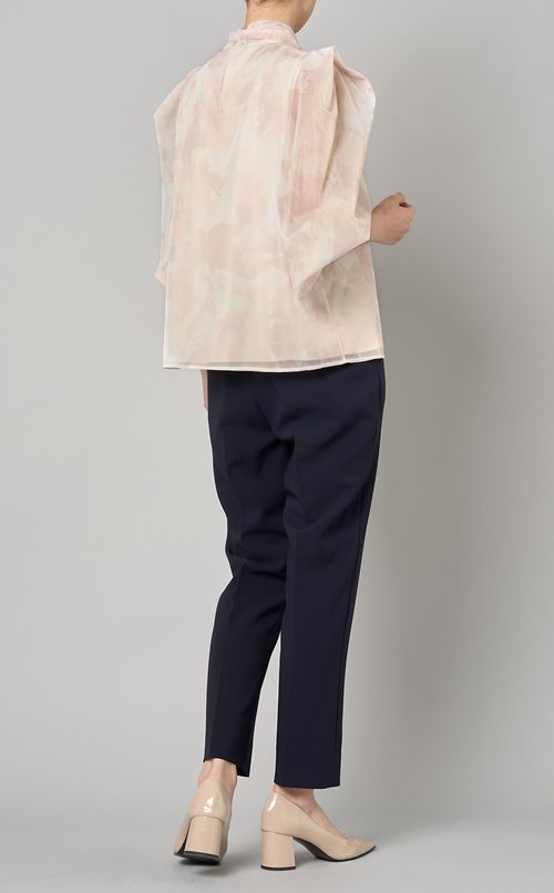 プリントボウタイブラウス