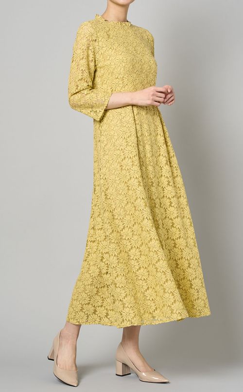 配色レースワンピース