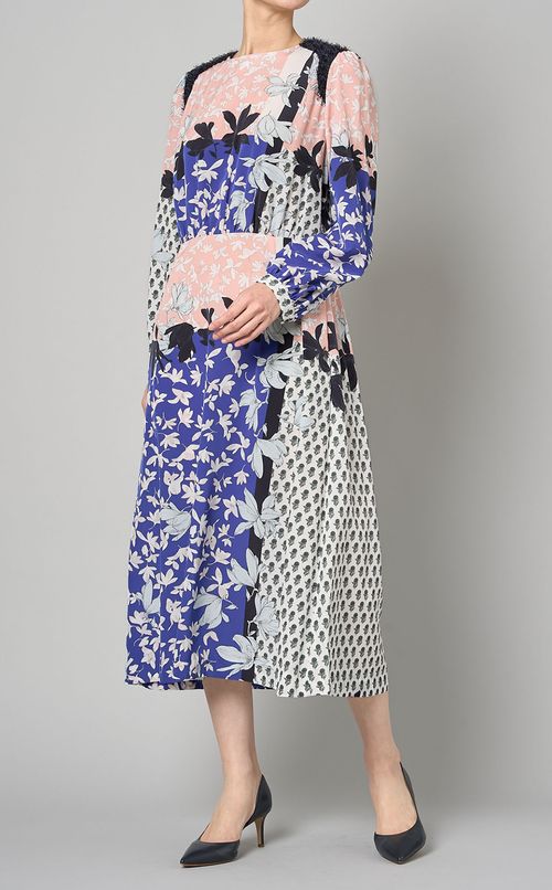 コラージュパネルプリントワンピース