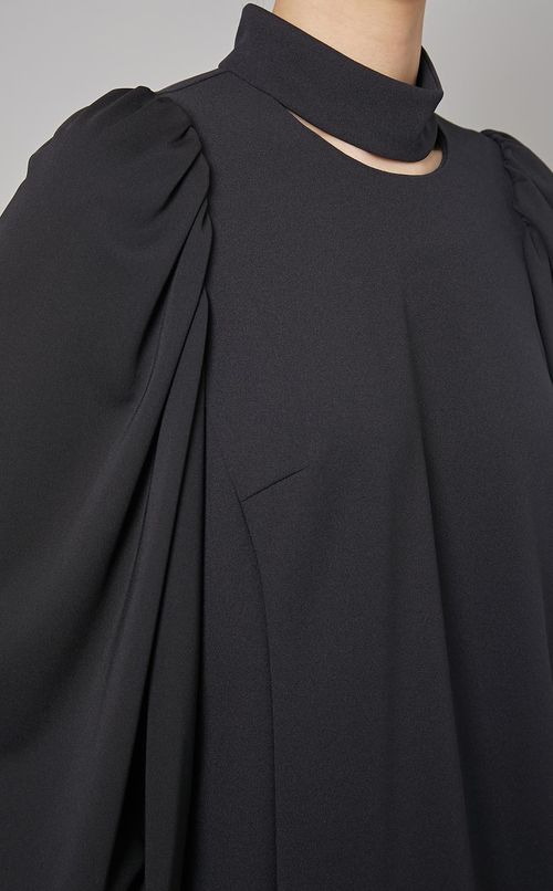 ジャージークロスギャザースリーブドレス