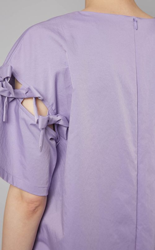 リボンスリーブサテンワンピース