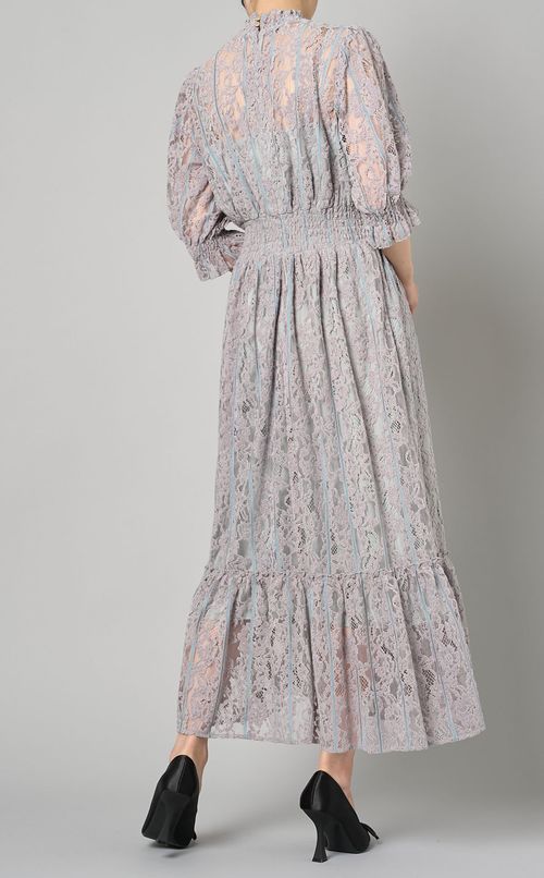 ストライプモールレースワンピース