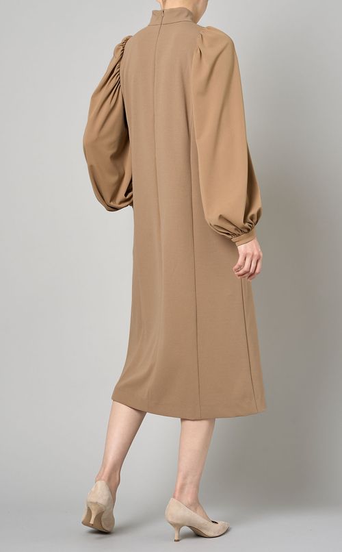 ジャージークロスギャザースリーブドレス