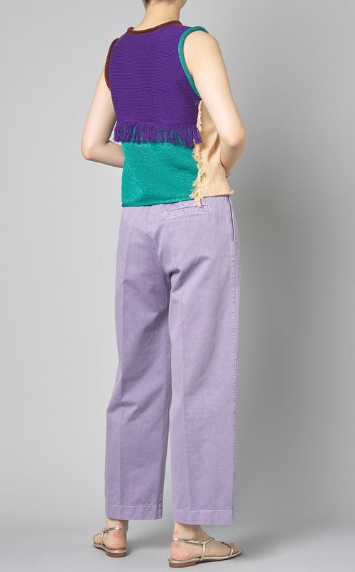 カラーブロックフリンジニットベスト