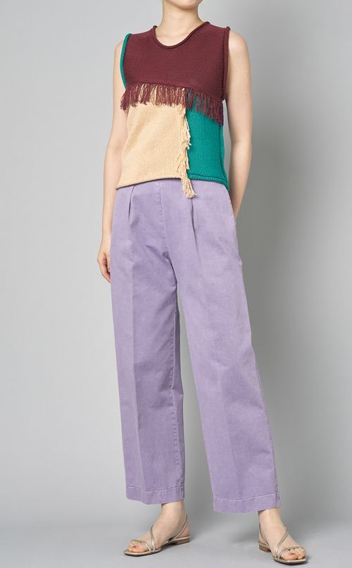 コットンクロップドタックパンツ