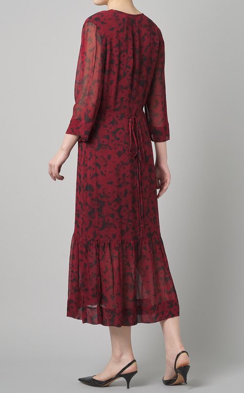 フラワープリントラップワンピース