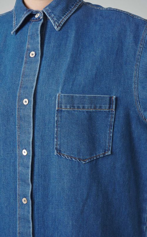 ウォッシュドデニムカットワークシャツ