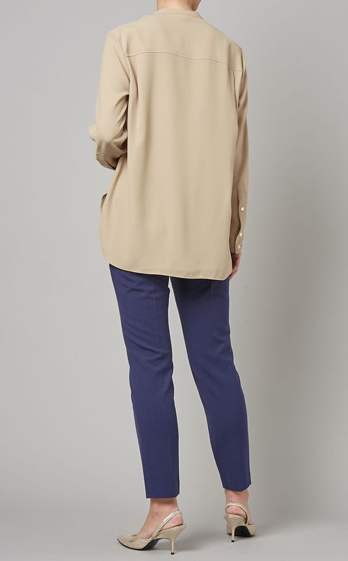 ウール混テーパードクロップドパンツ