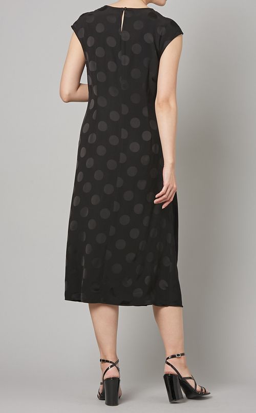 フロッキードットフレンチスリーブドレス