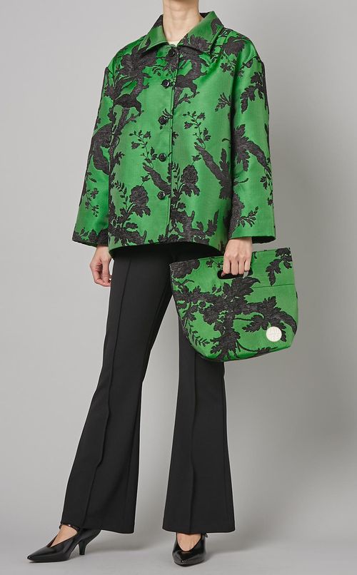 フラワージャガードファブリックバッグ