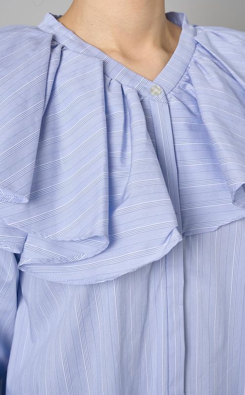 アシンメトリーフリルカラーシャツ