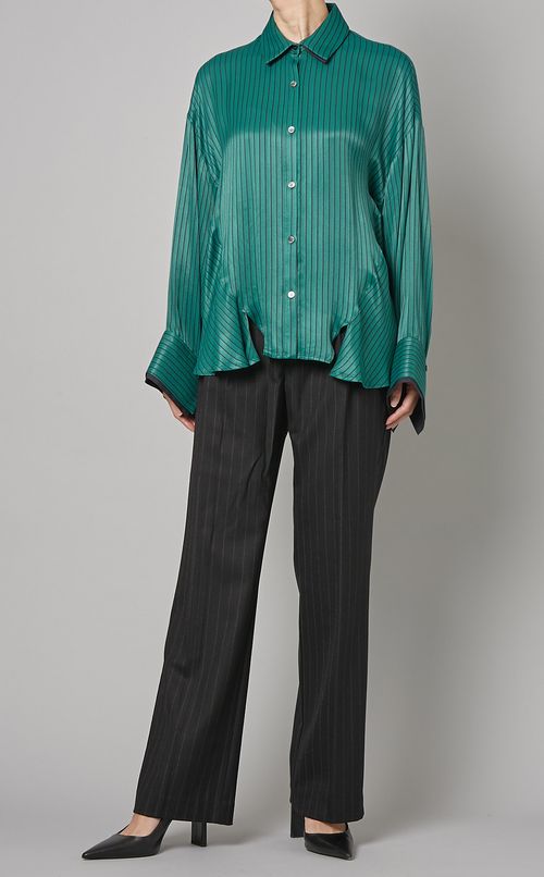 ストライプ切替ロングスリーブシャツ