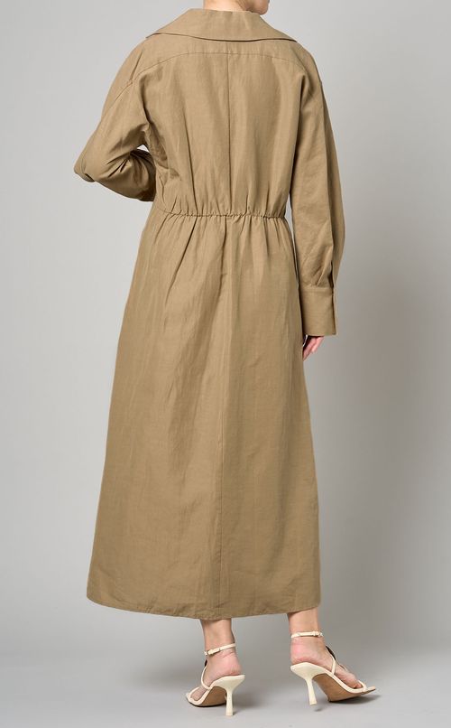 Vネックミディワンピース