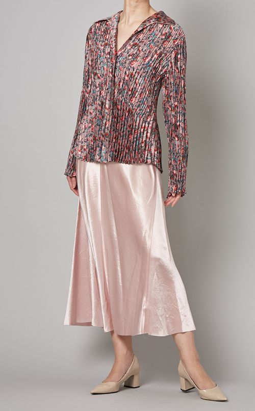 フラワープリントプリーツブラウス