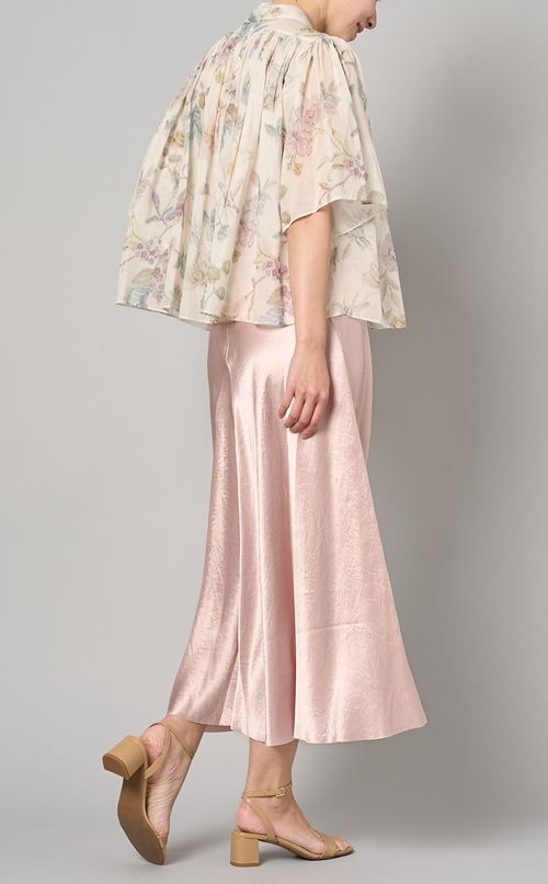 サテンパネルフレアミディスカート