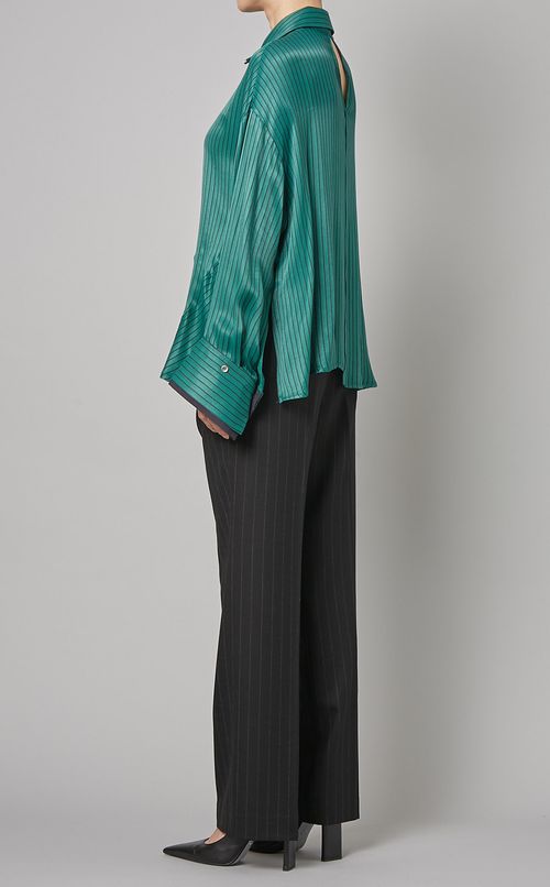 ストライプ切替ロングスリーブシャツ